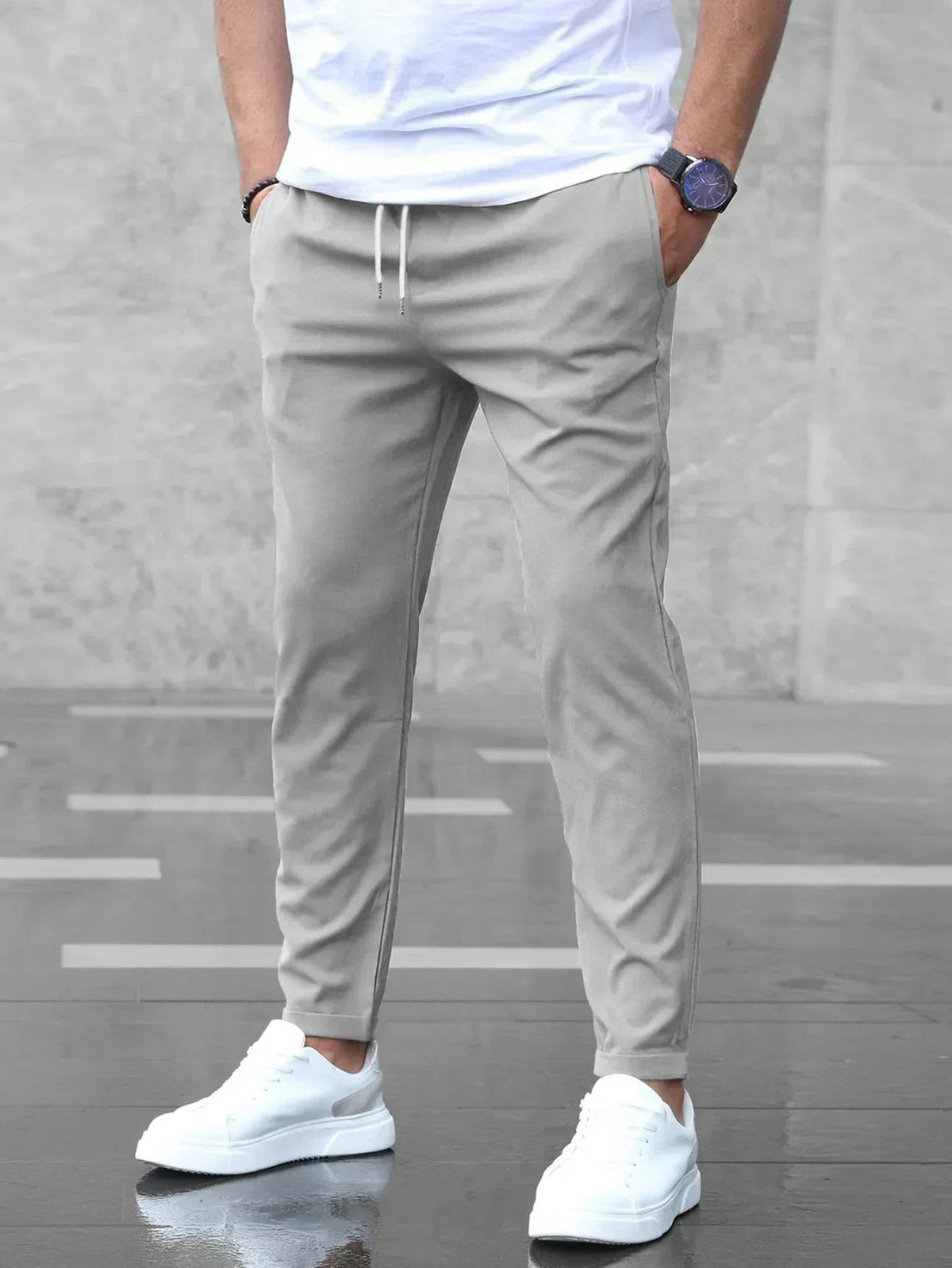 Men's Smart Stretch Trousers Slim Fit Versatile Everyday Casual Wear