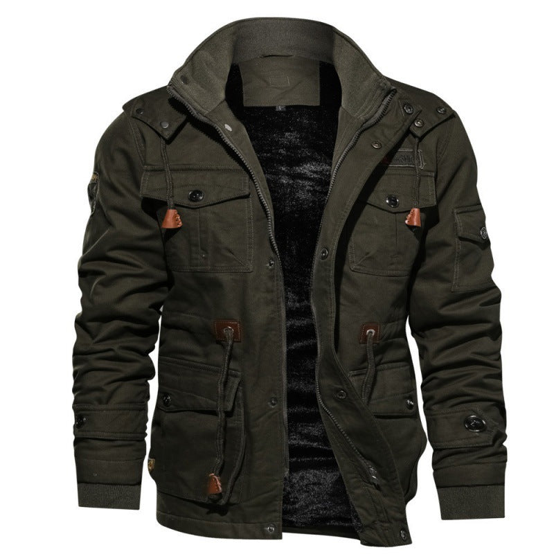 Men's Utility Jacket Fleece-Lined Full-Zip Hooded Casual Outdoor Wear