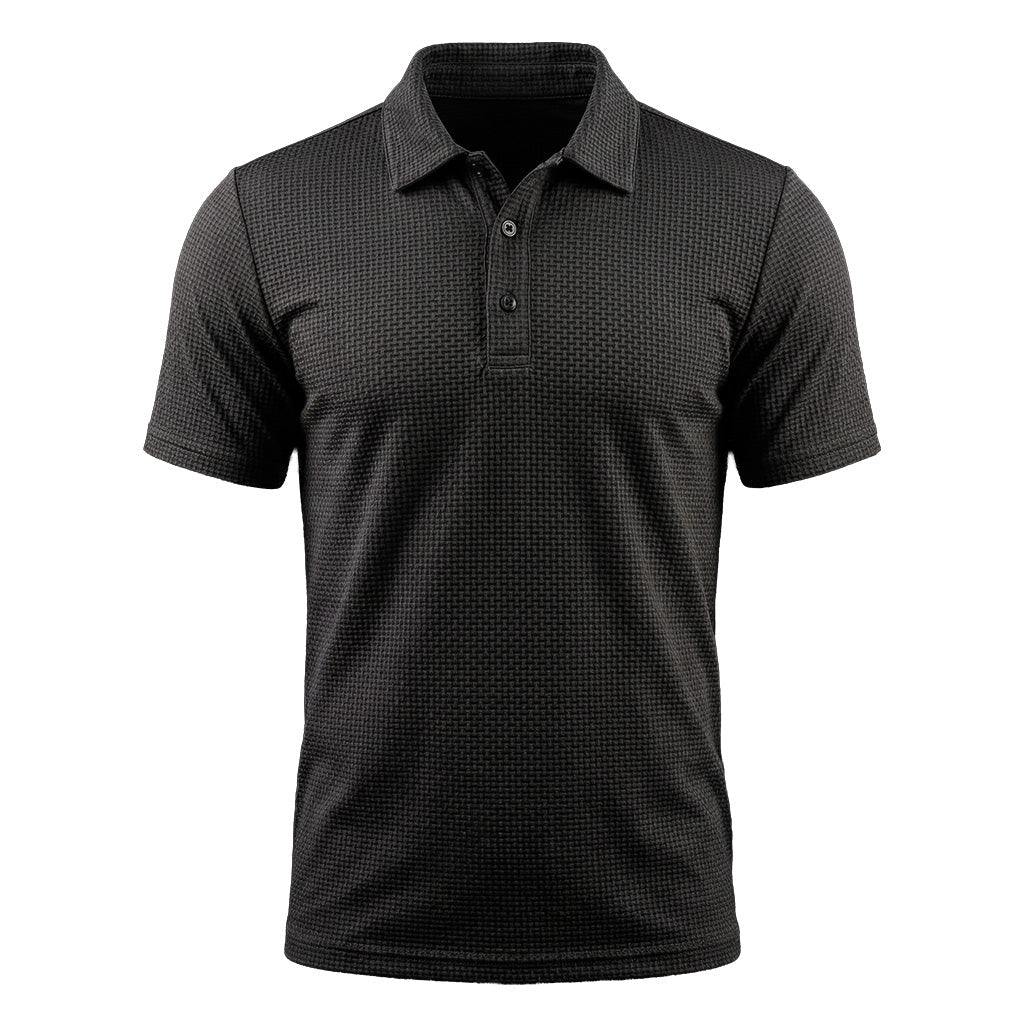 Men's Waffle Knit Polo Shirt — Textured Stretch, Athletic Fit, Short Sleeve