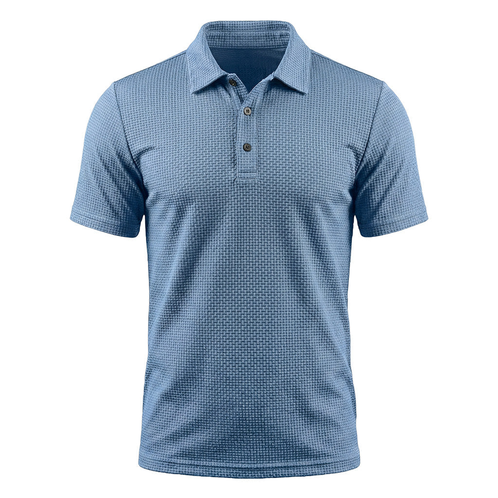 Men's Waffle Knit Polo Shirt — Textured Stretch, Athletic Fit, Short Sleeve