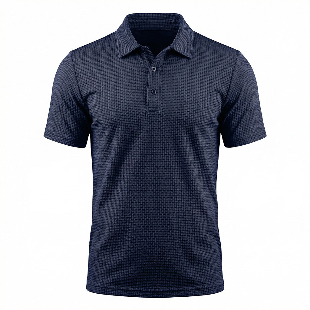 Men's Waffle Knit Polo Shirt — Textured Stretch, Athletic Fit, Short Sleeve