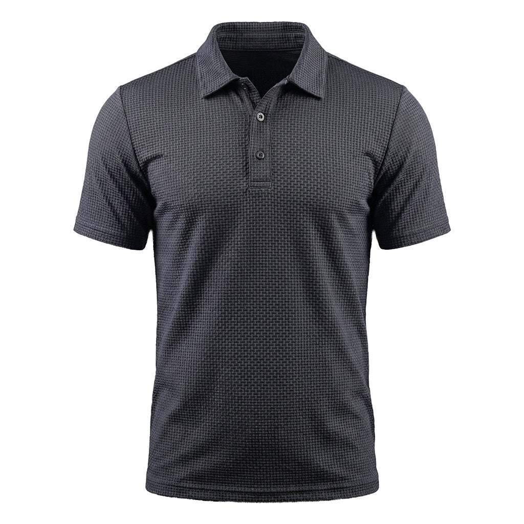 Men's Waffle Knit Polo Shirt — Textured Stretch, Athletic Fit, Short Sleeve