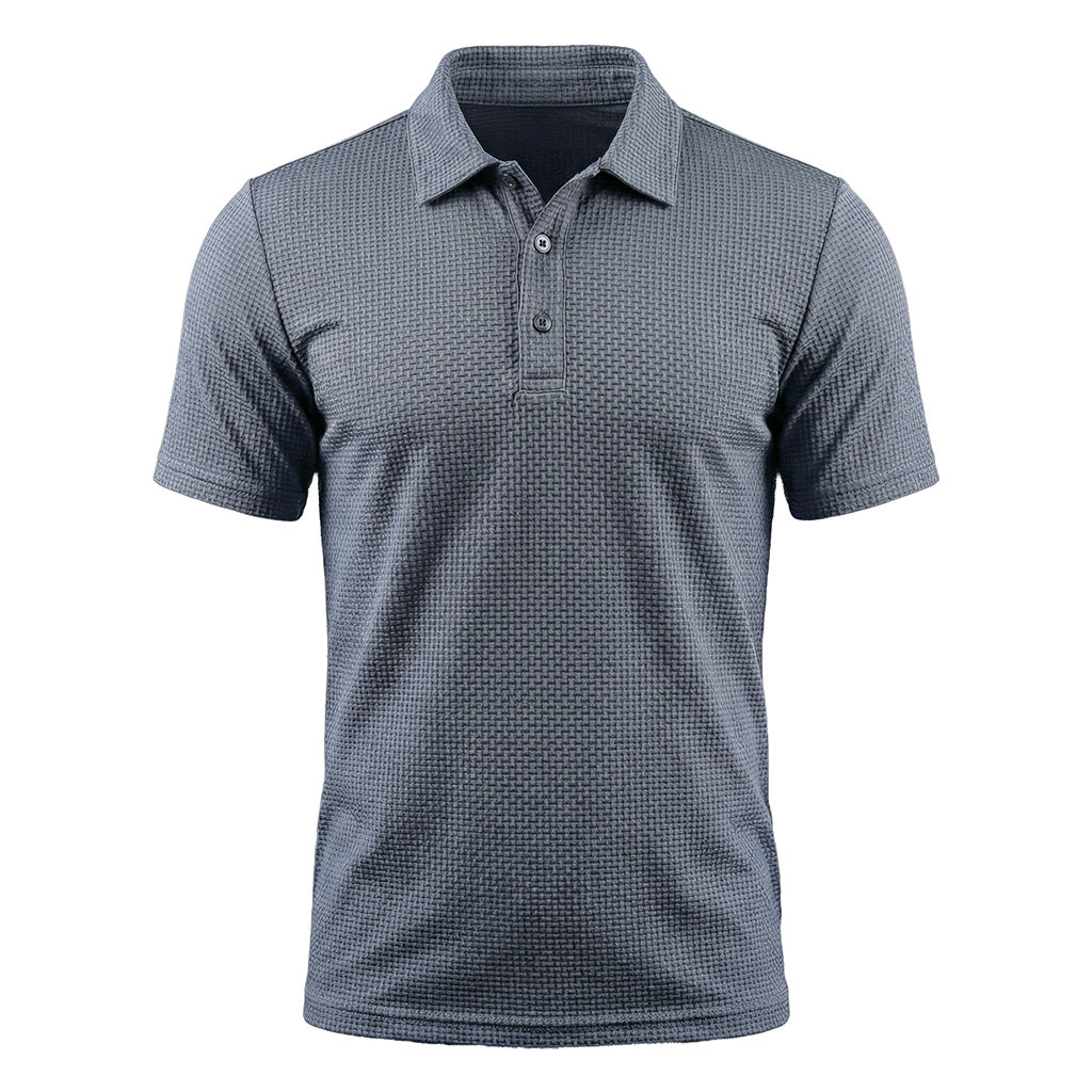 Men's Waffle Knit Polo Shirt — Textured Stretch, Athletic Fit, Short Sleeve