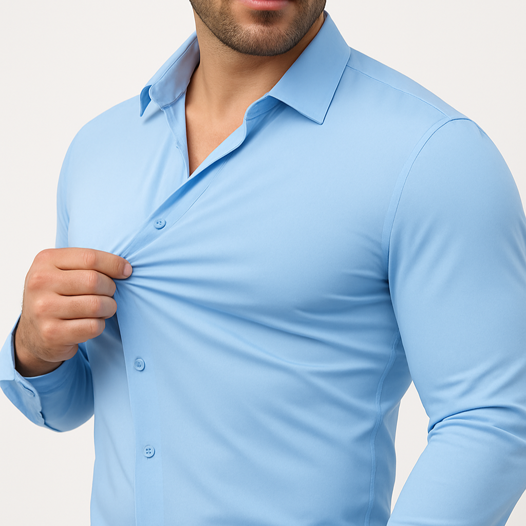 Men's Long Sleeve Stretch Dress Shirt — Classic Fit, Wrinkle-Resistant, Office to Evening