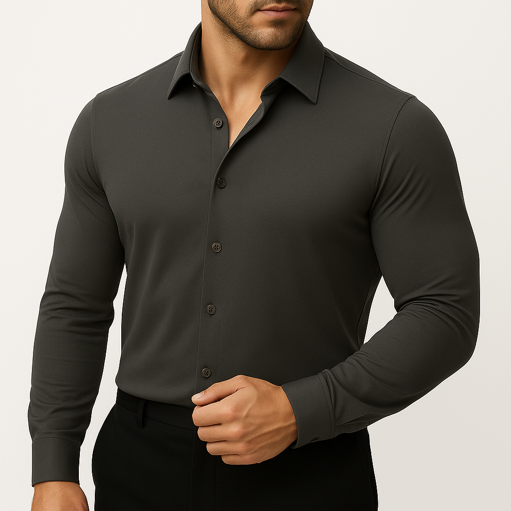 Men's Long Sleeve Stretch Dress Shirt — Classic Fit, Wrinkle-Resistant, Office to Evening