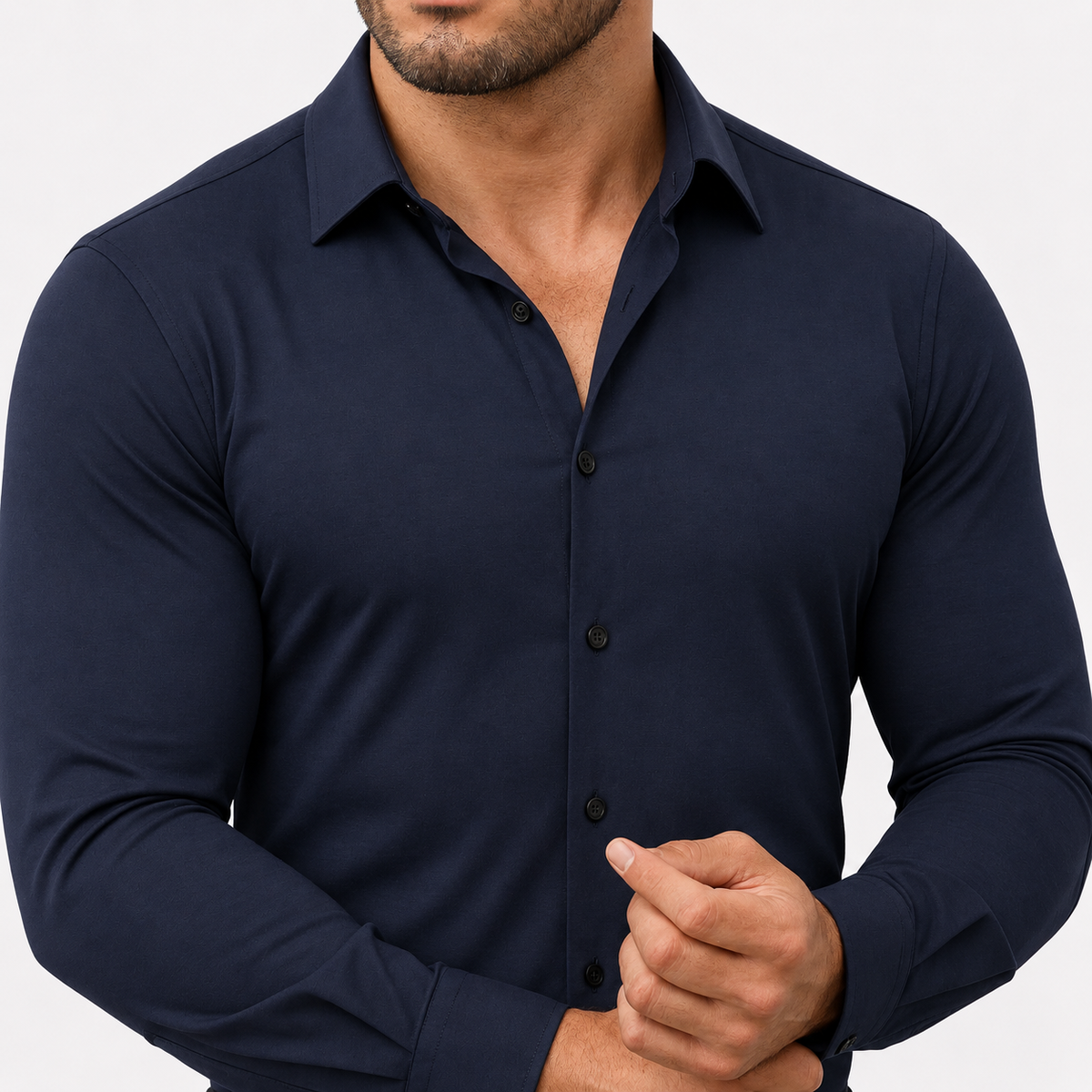 Men's Long Sleeve Stretch Dress Shirt — Classic Fit, Wrinkle-Resistant, Office to Evening
