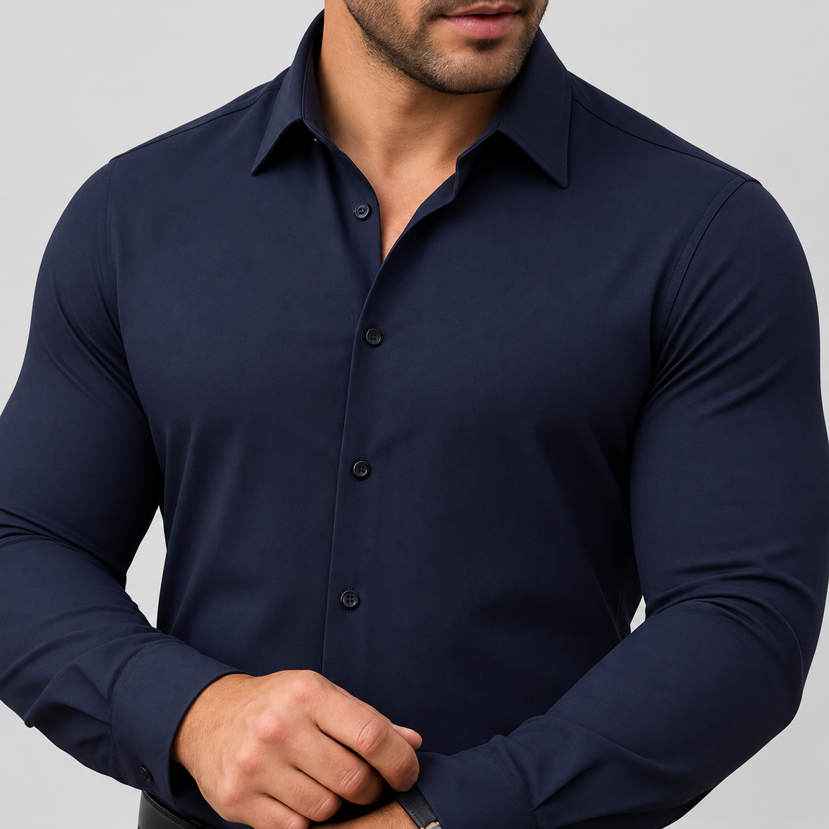 Men's Long Sleeve Stretch Dress Shirt — Classic Fit, Wrinkle-Resistant, Office to Evening