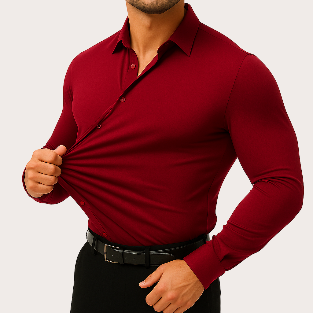 Men's Long Sleeve Stretch Dress Shirt — Classic Fit, Wrinkle-Resistant, Office to Evening