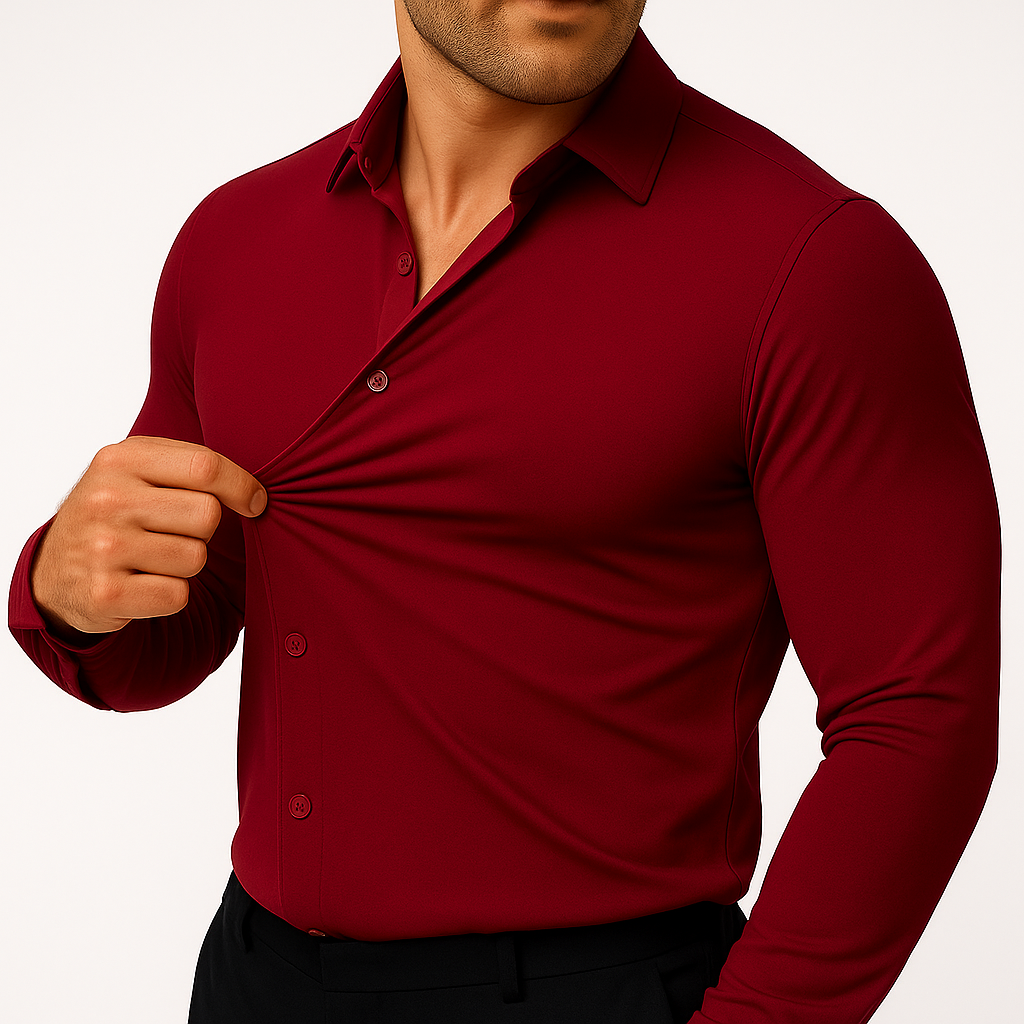 Men's Long Sleeve Stretch Dress Shirt — Classic Fit, Wrinkle-Resistant, Office to Evening