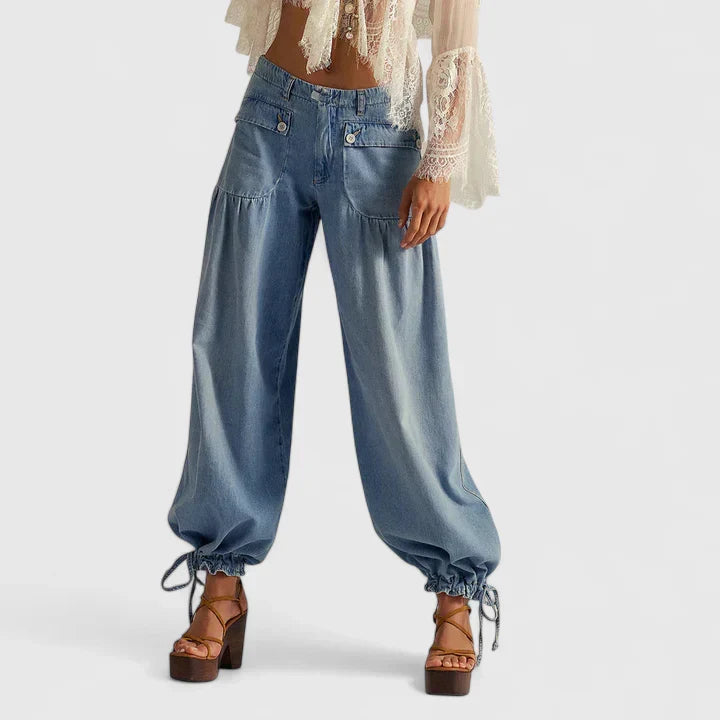 Women's Bohemian Wide Leg Trousers Pleated Casual Chic Summer Style
