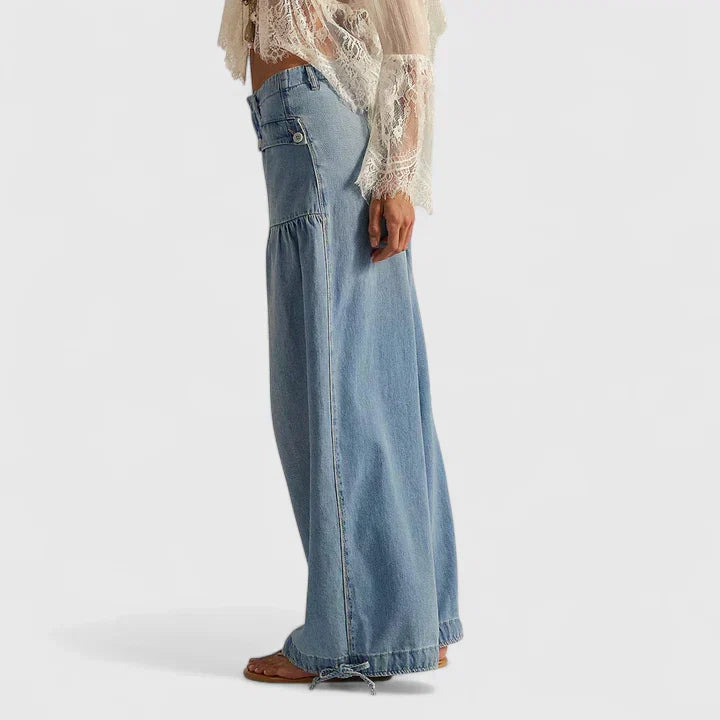 Women's Bohemian Wide Leg Trousers Pleated Casual Chic Summer Style