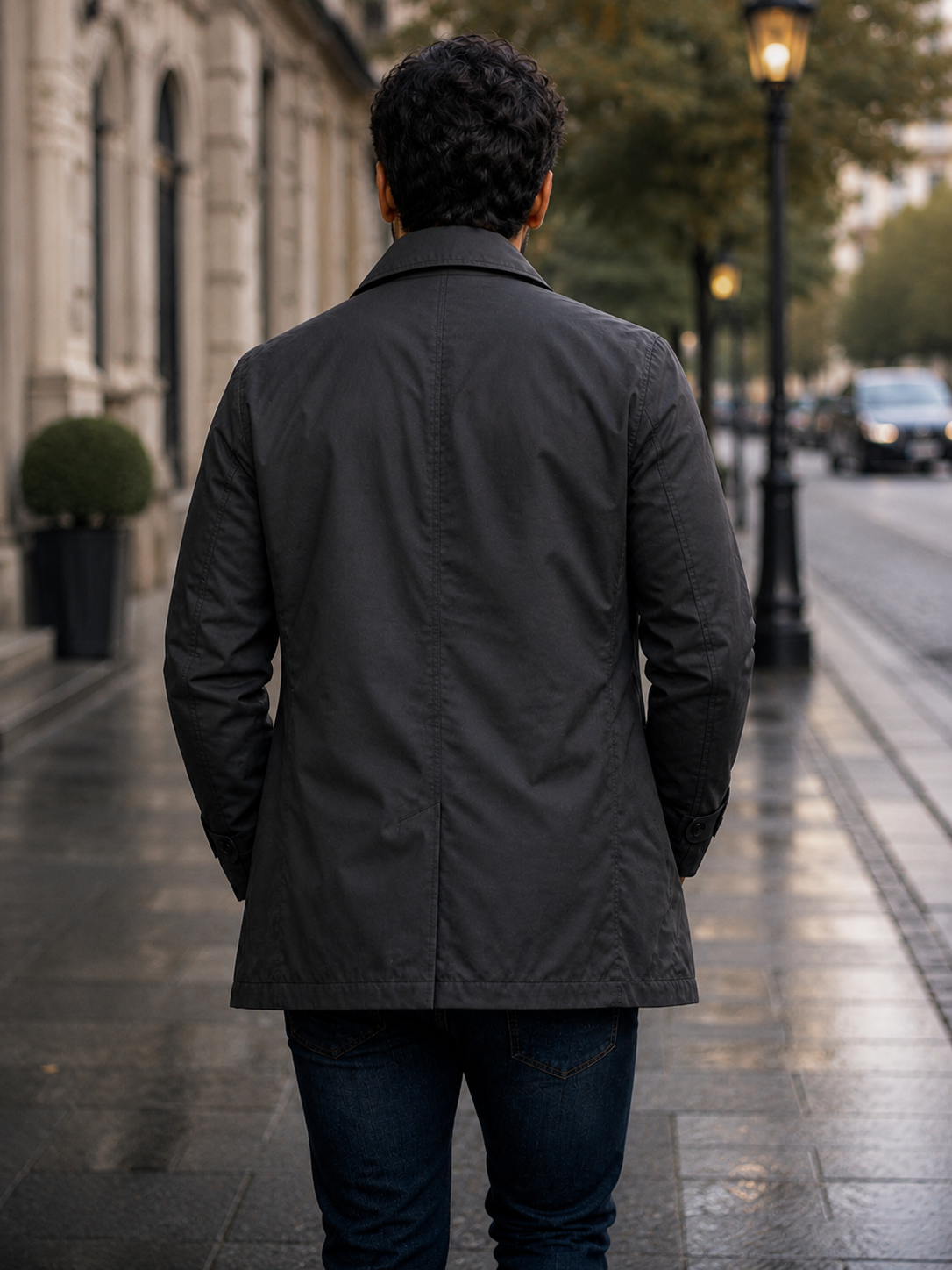 Men's Button-Front Coat Point Collar Classic Fit Stylish Layering Outerwear