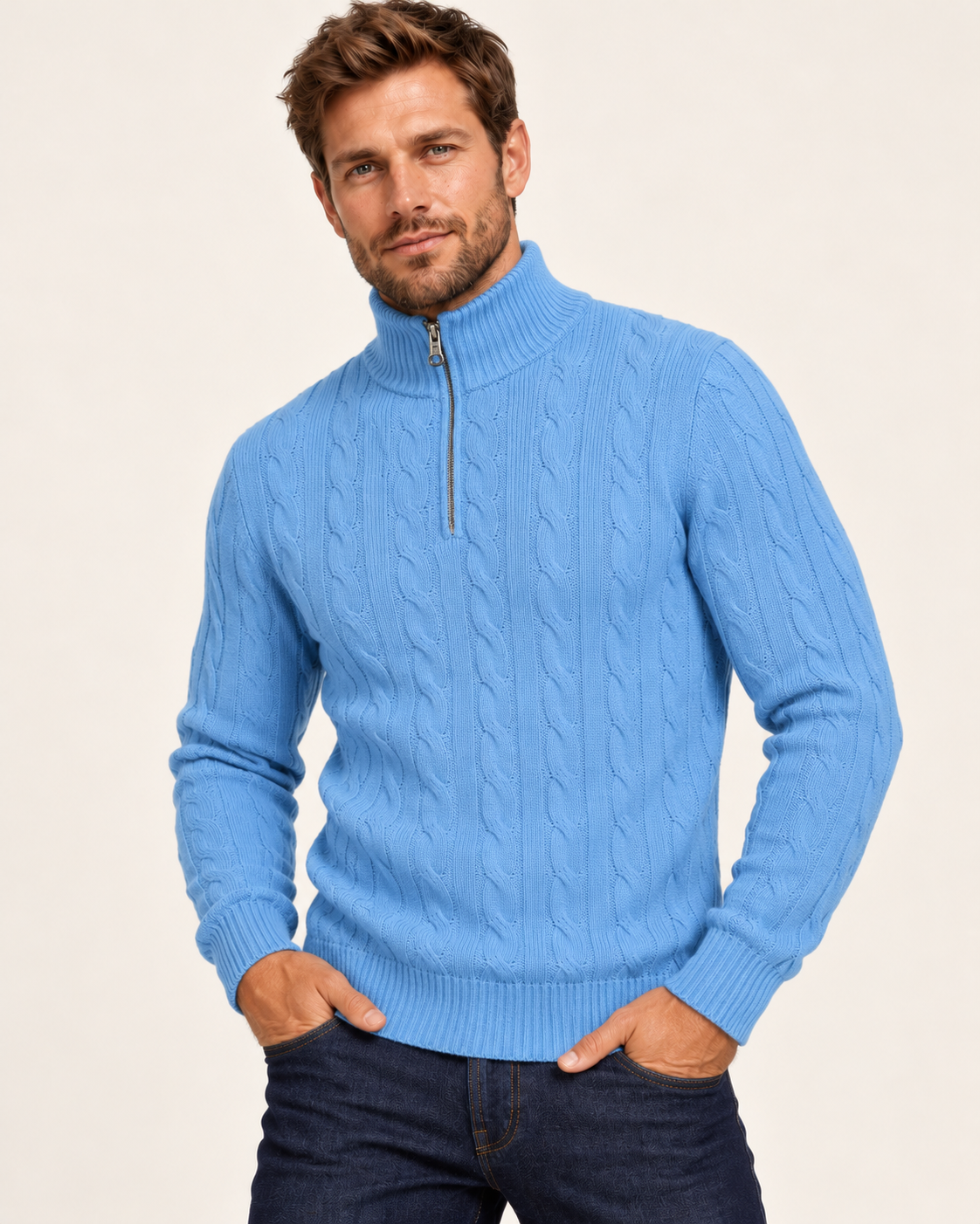 Men's Cable Knit Quarter Zip Jumper