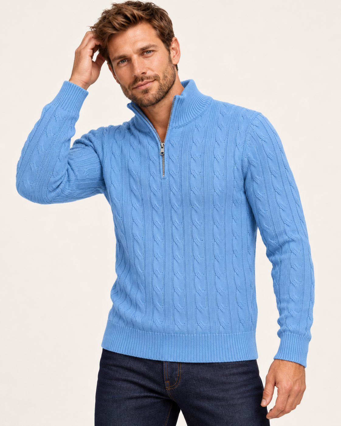 Men's Cable Knit Quarter Zip Jumper
