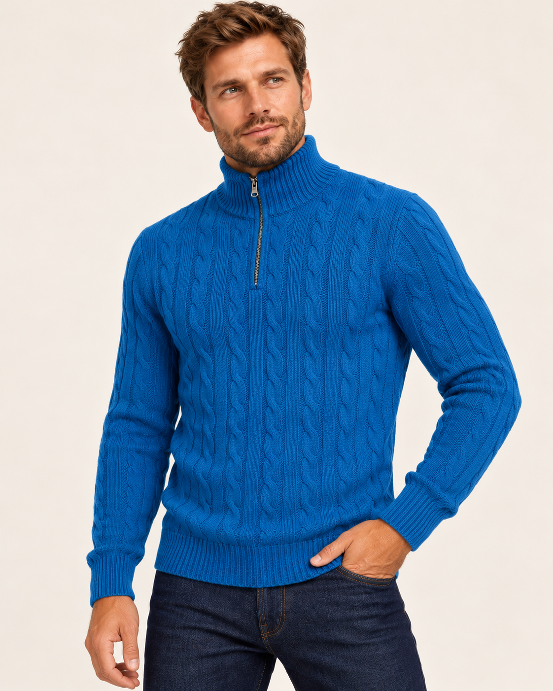Men's Cable Knit Quarter Zip Jumper