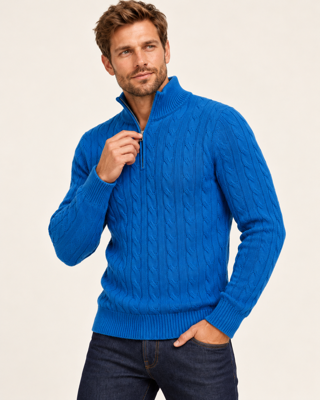Men's Cable Knit Quarter Zip Jumper