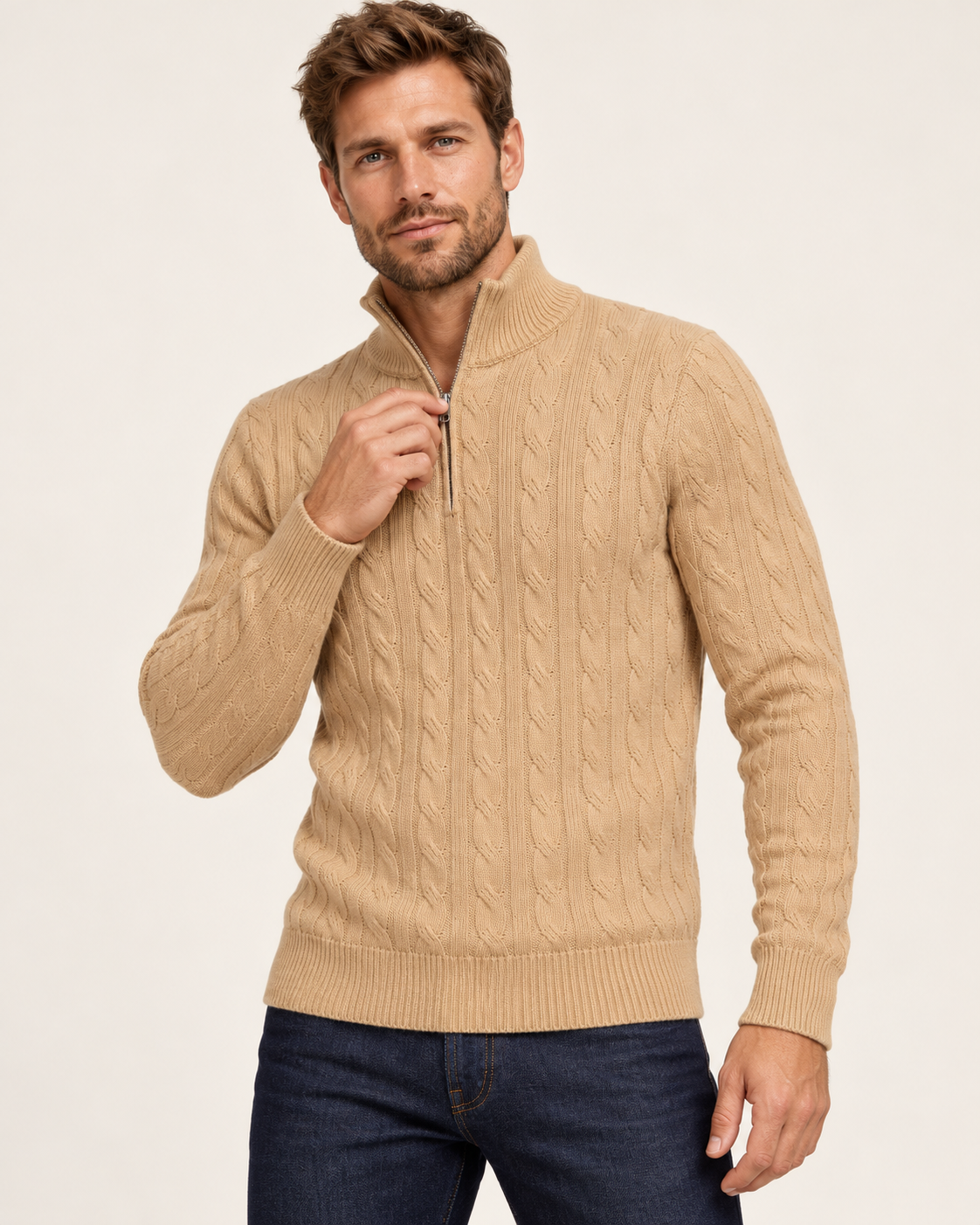 Men's Cable Knit Quarter Zip Jumper