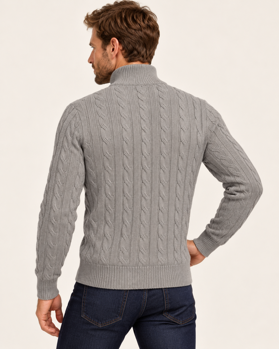 Men's Cable Knit Quarter Zip Jumper