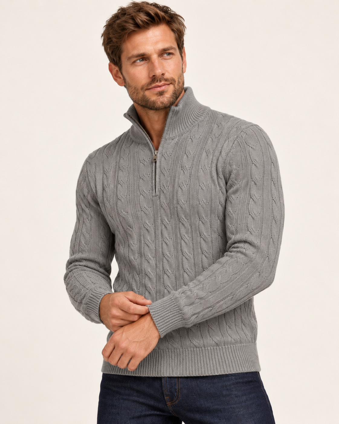 Men's Cable Knit Quarter Zip Jumper