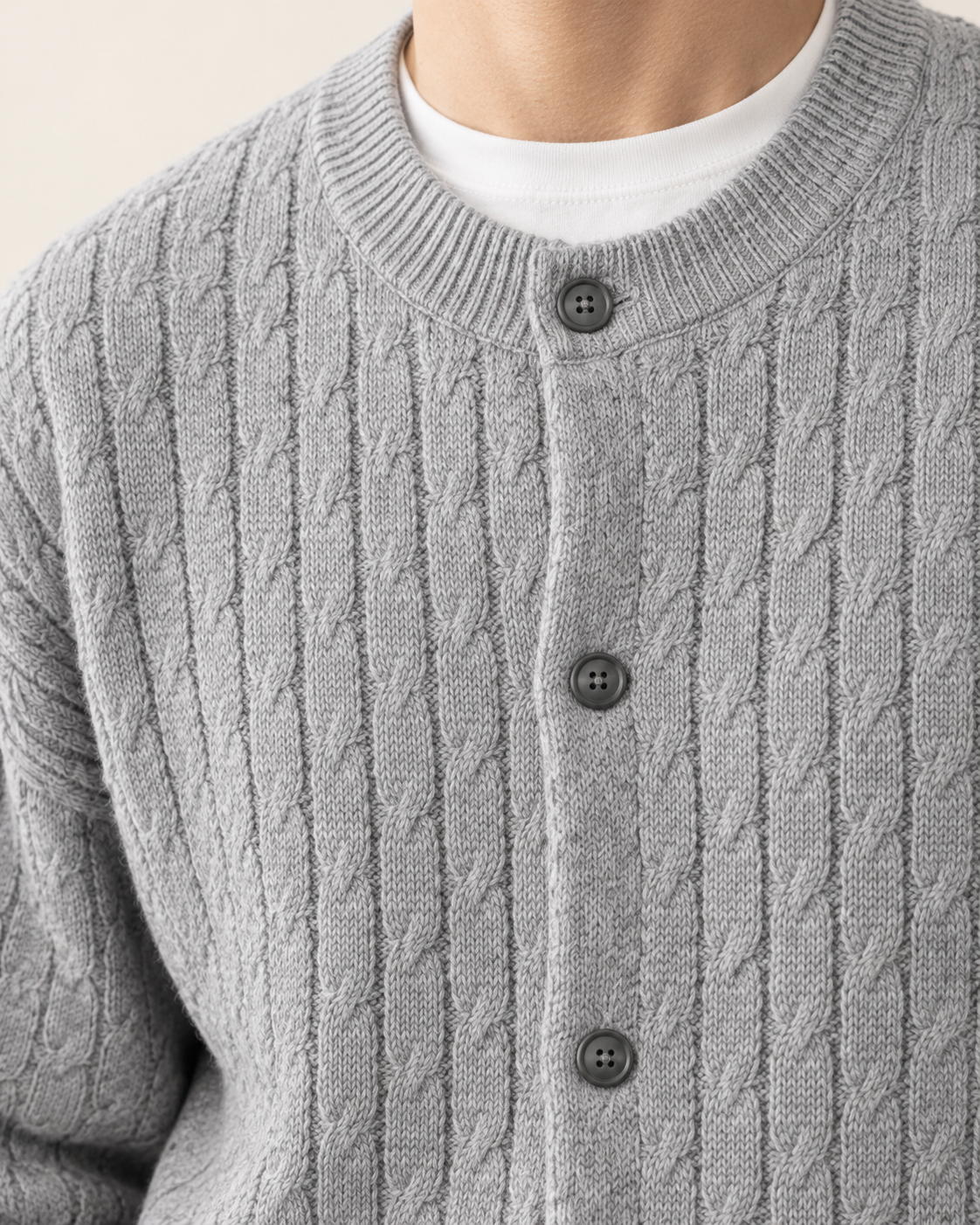 Men's Chunky Cable Knit Button Cardigan