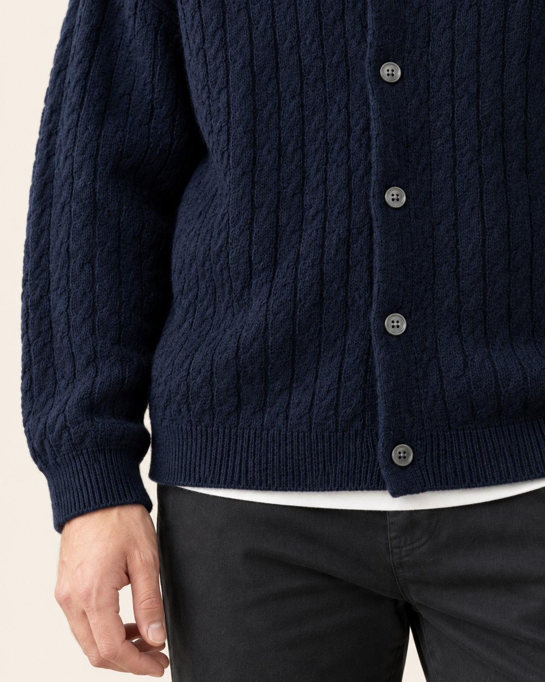 Men's Chunky Cable Knit Button Cardigan