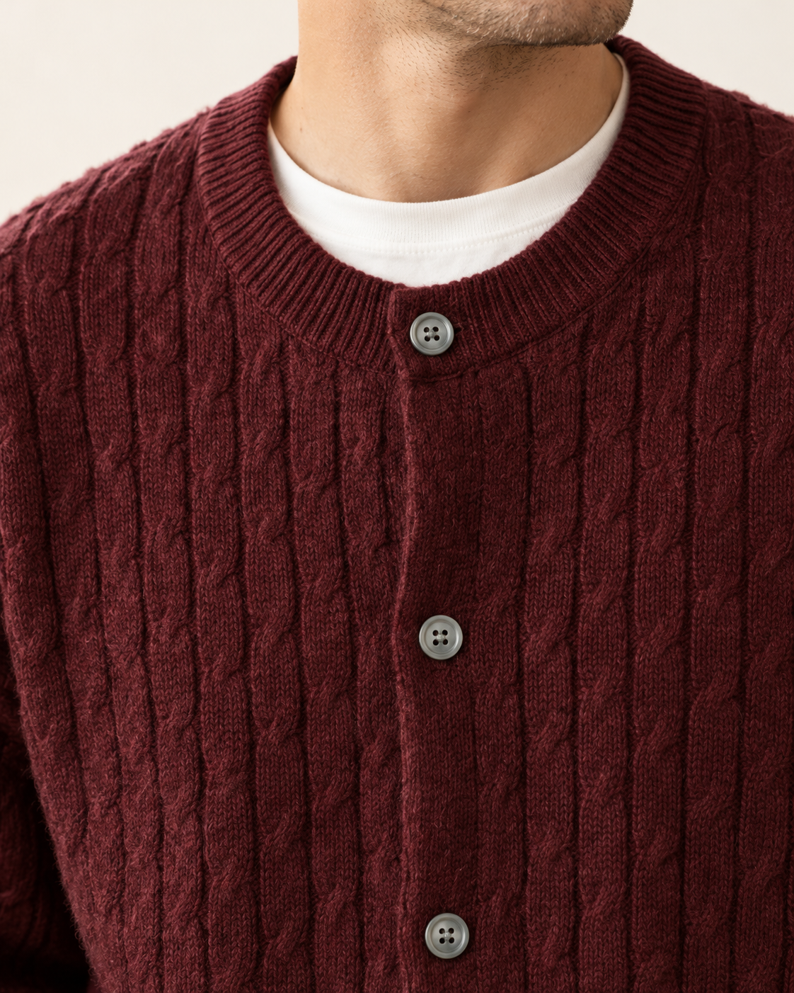 Men's Chunky Cable Knit Button Cardigan