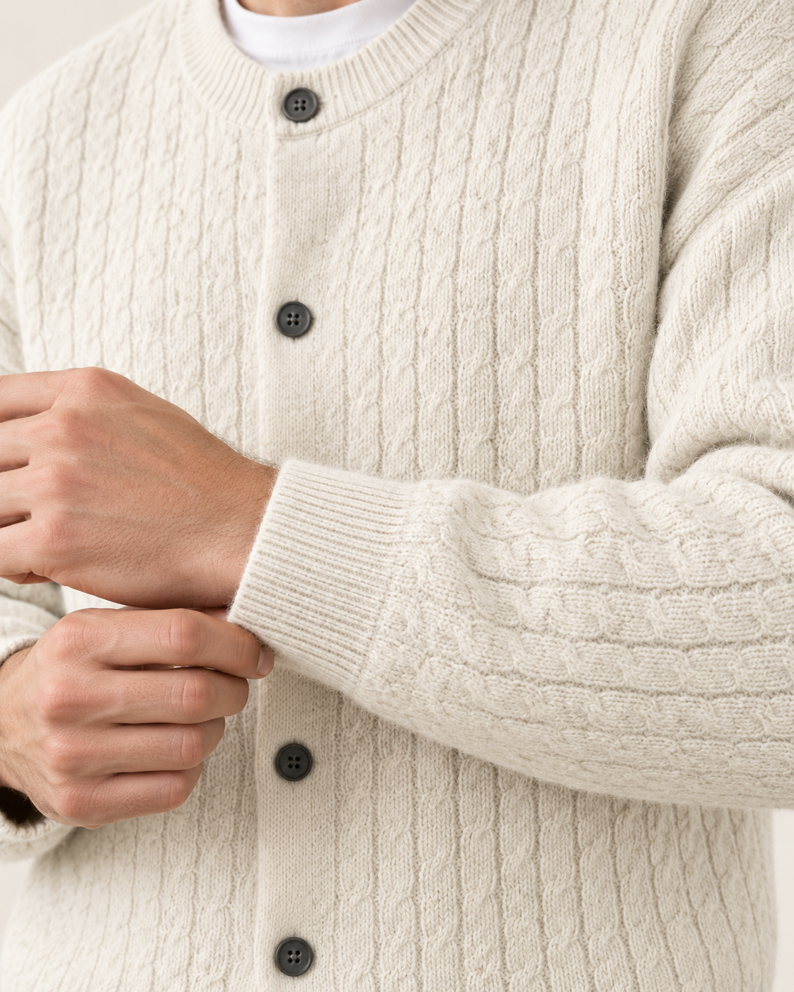Men's Chunky Cable Knit Button Cardigan