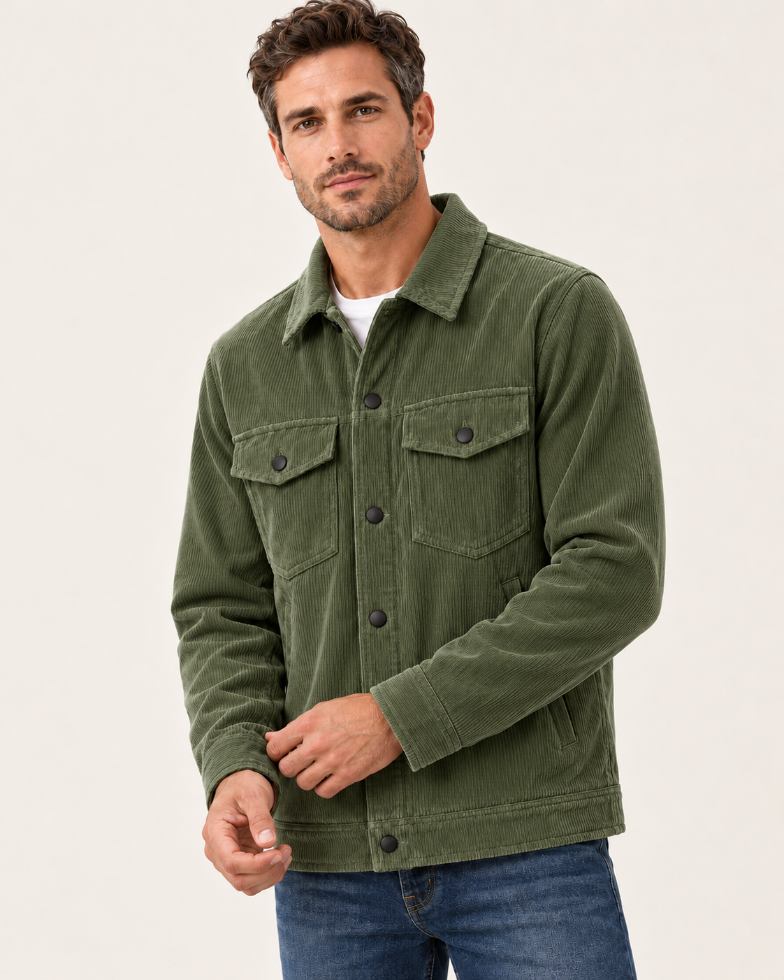 Men's Corduroy Overshirt With Chest Pockets