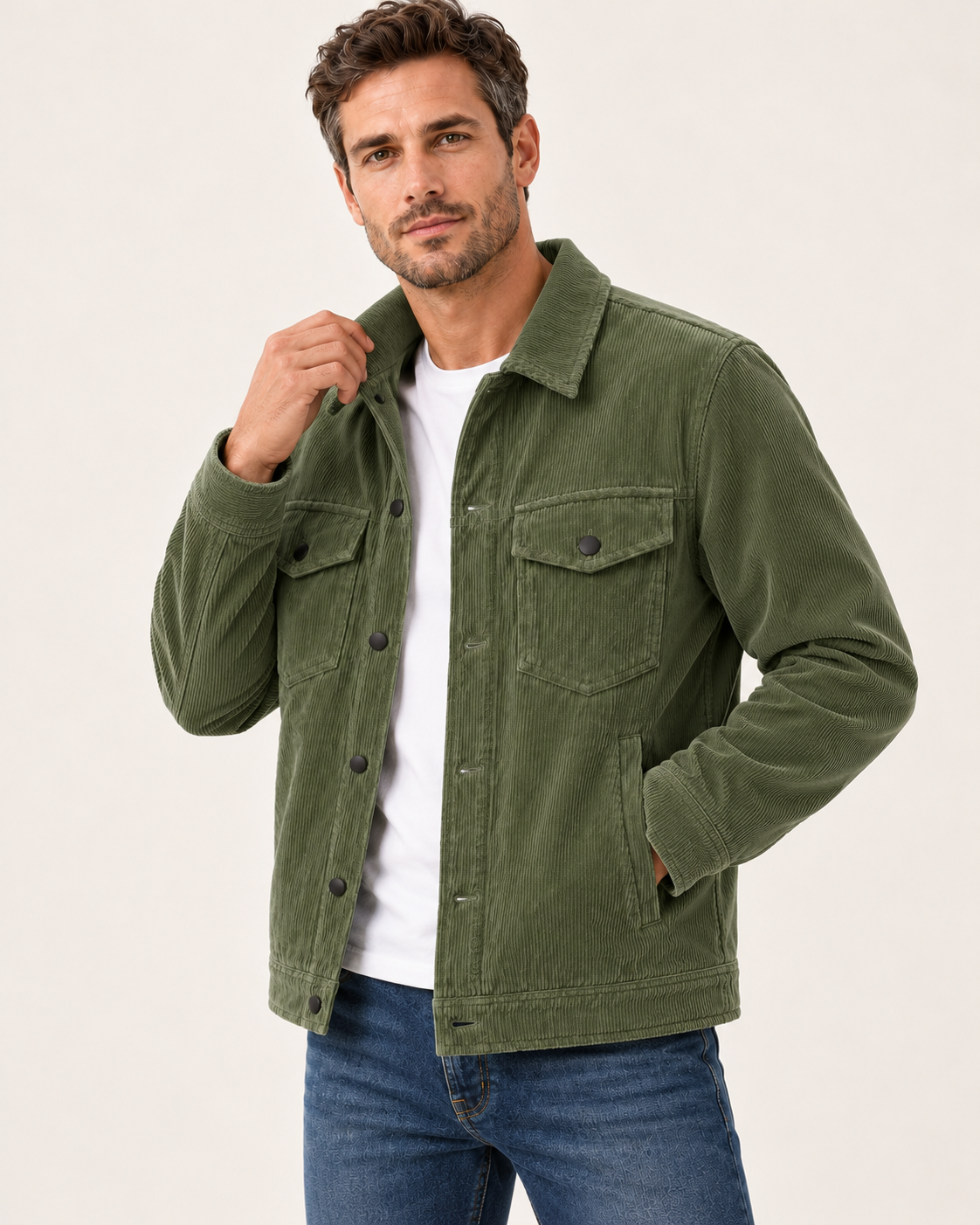 Men's Corduroy Overshirt With Chest Pockets