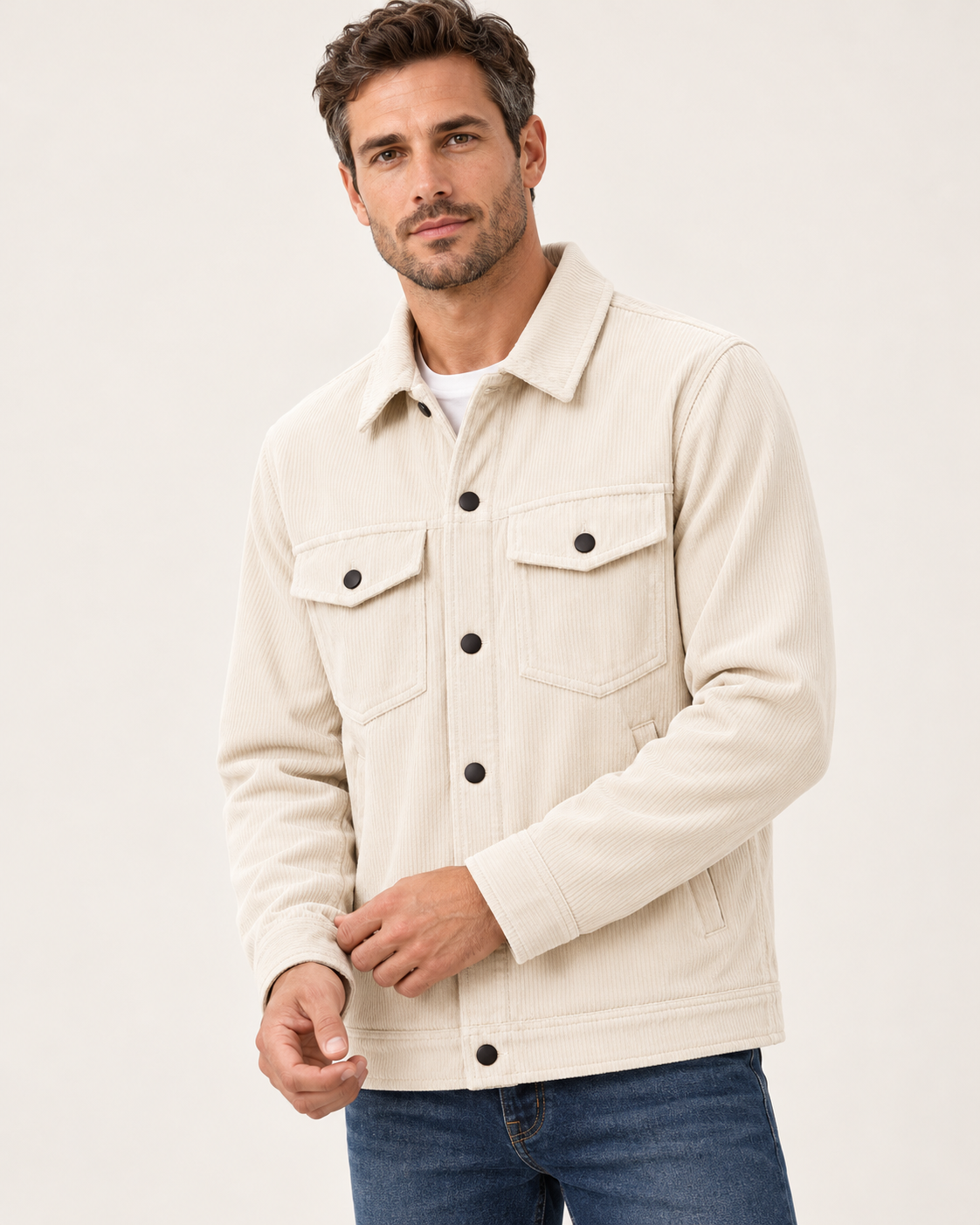 Men's Corduroy Overshirt With Chest Pockets