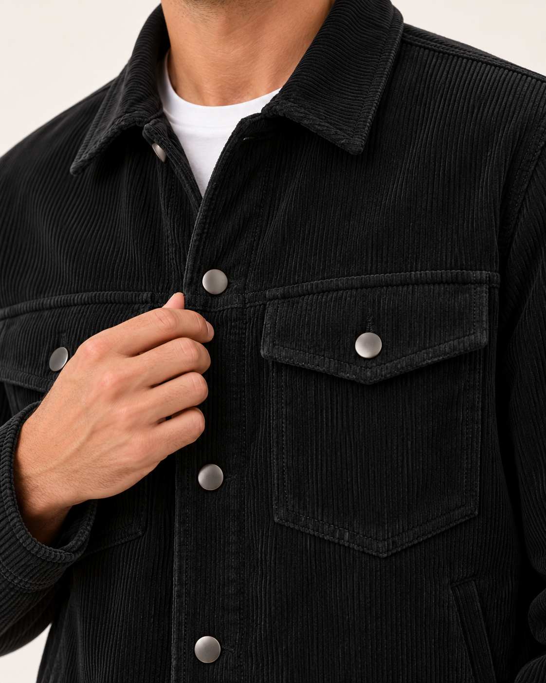 Men's Corduroy Overshirt With Chest Pockets