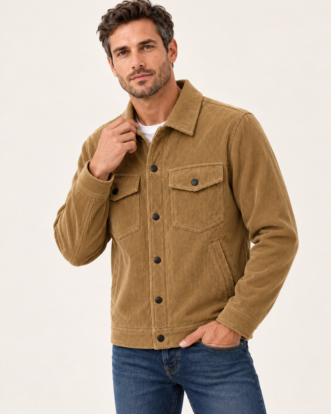 Men's Corduroy Overshirt With Chest Pockets