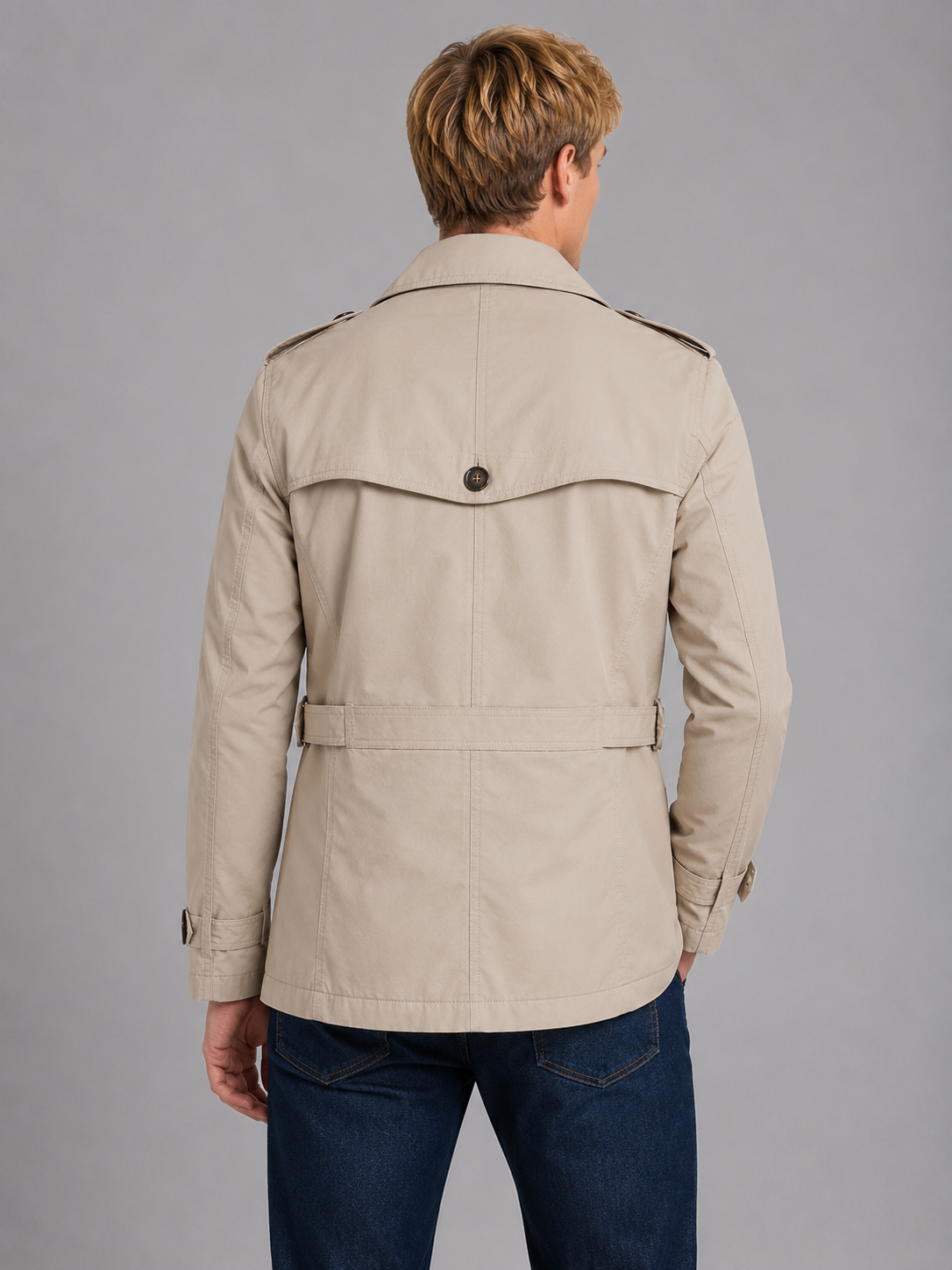 Men's Classic Double Breasted Trench Coat Belted Overcoat Stylish Timeless