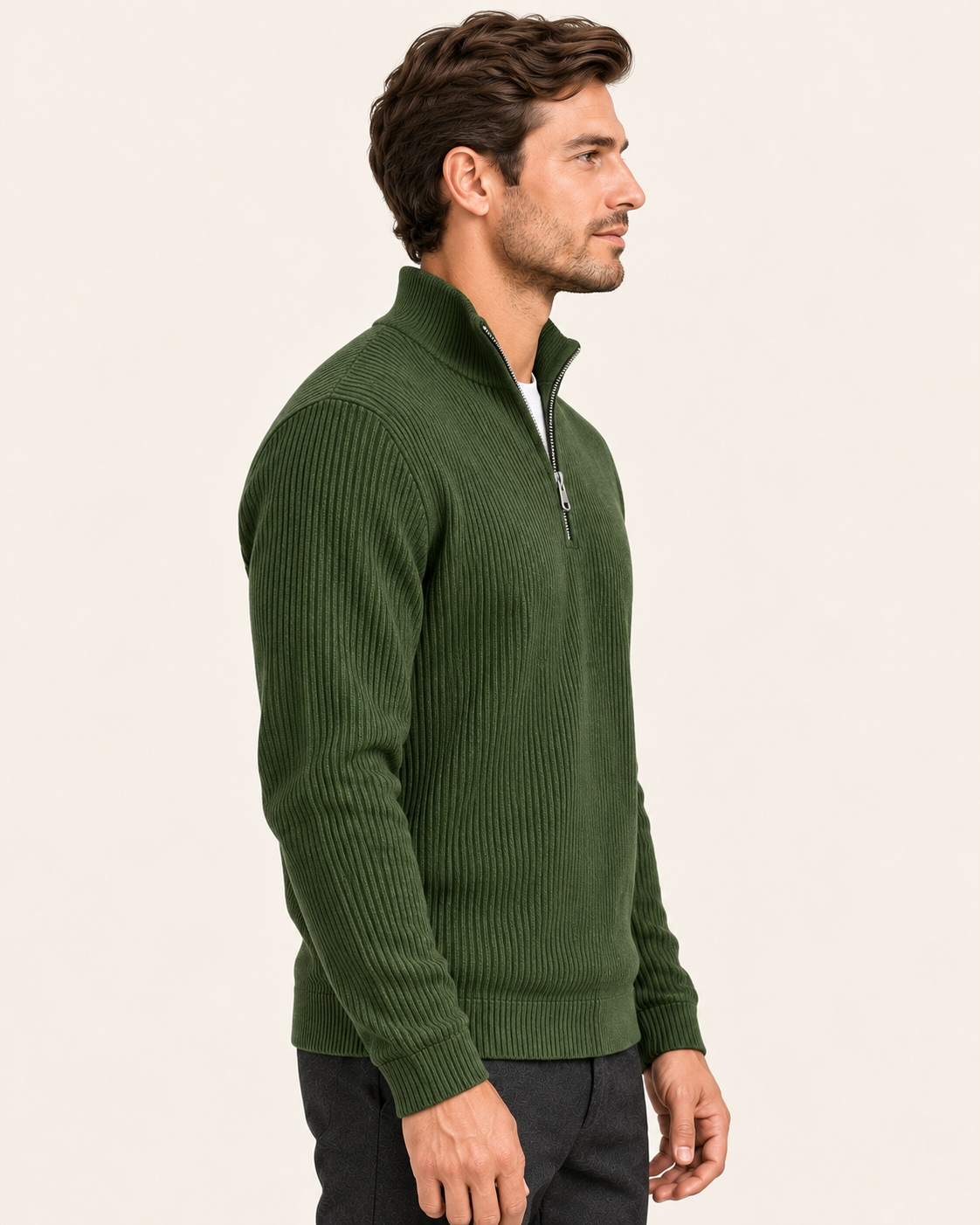 Men's Fine Rib Quarter Zip Jumper