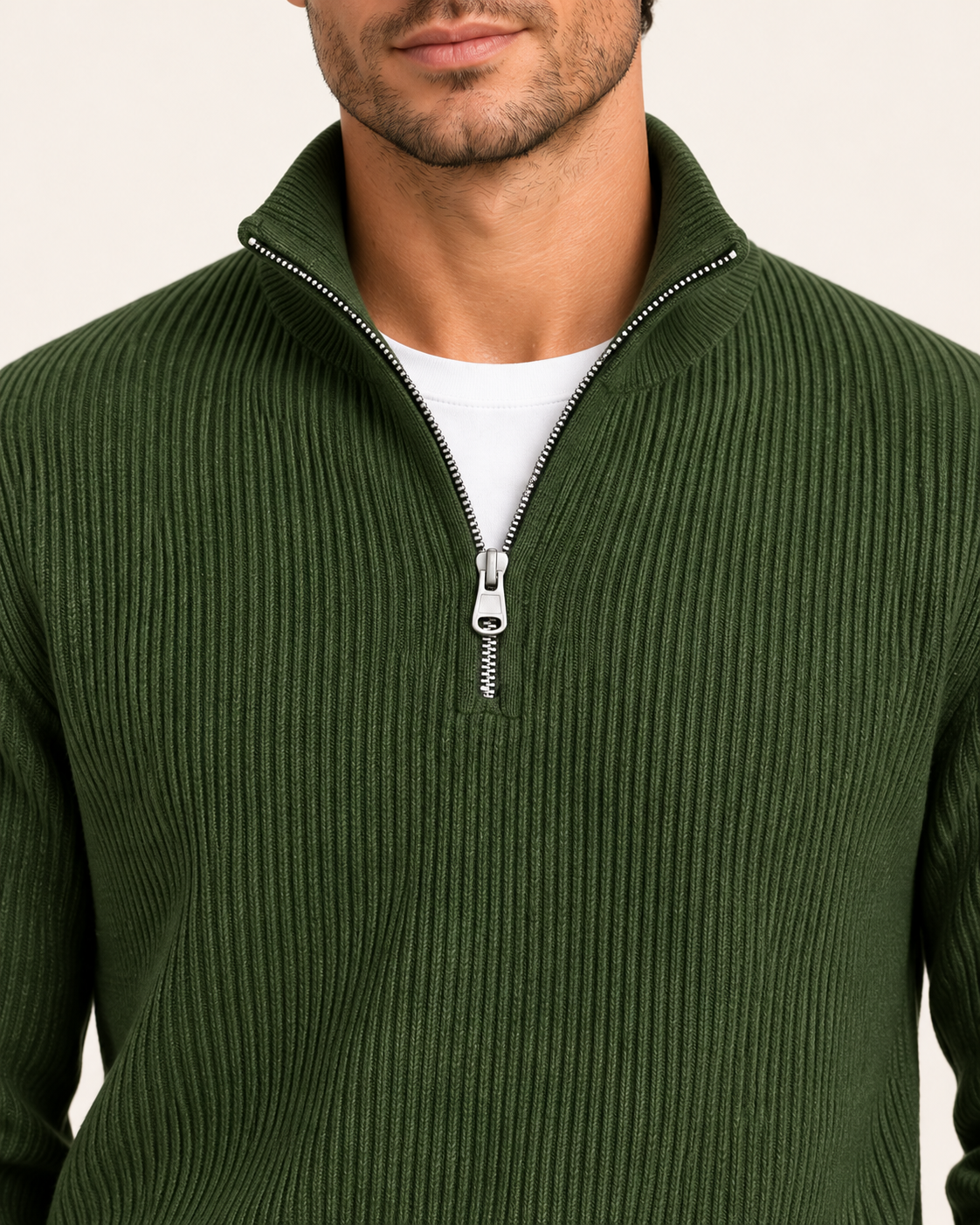 Men's Fine Rib Quarter Zip Jumper