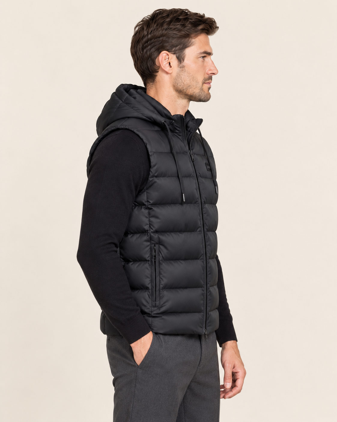 Men's Hooded Puffer Gilet Bodywarmer with Zip Pockets