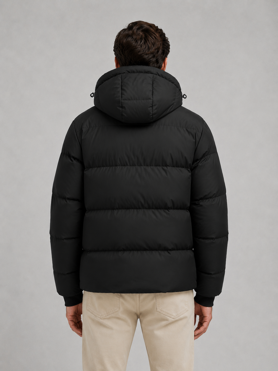 Men's Hooded Puffer Jacket Quilted Insulated Zip-Up Casual Winter Outerwear