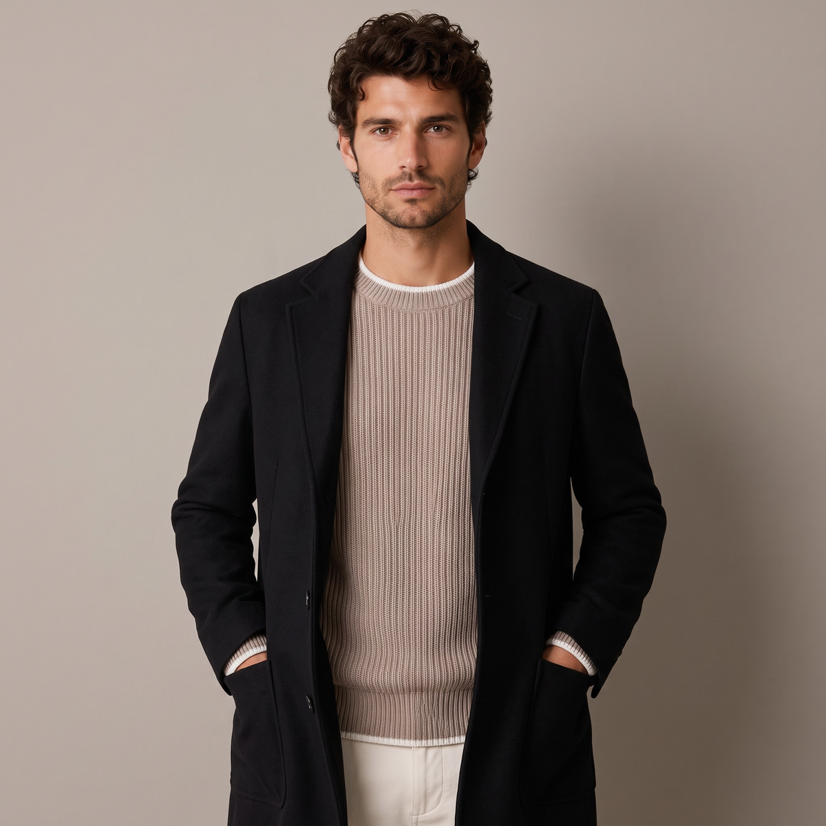 Men's Knit Jumper — Crew Neck, Ribbed Trim, Everyday Layering