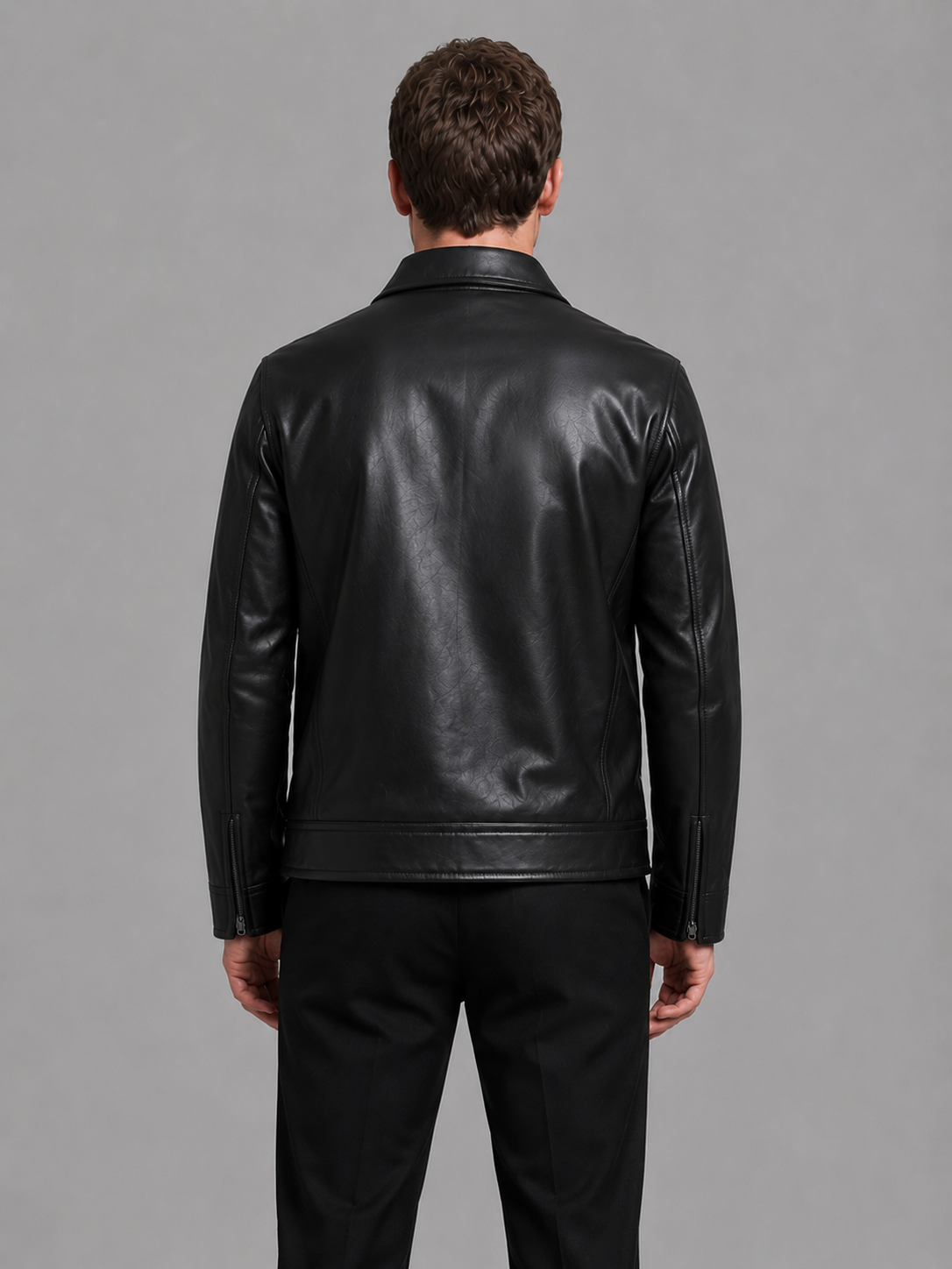 Men's Classic Faux Leather Jacket Regular Fit Zip Pockets Casual Everyday