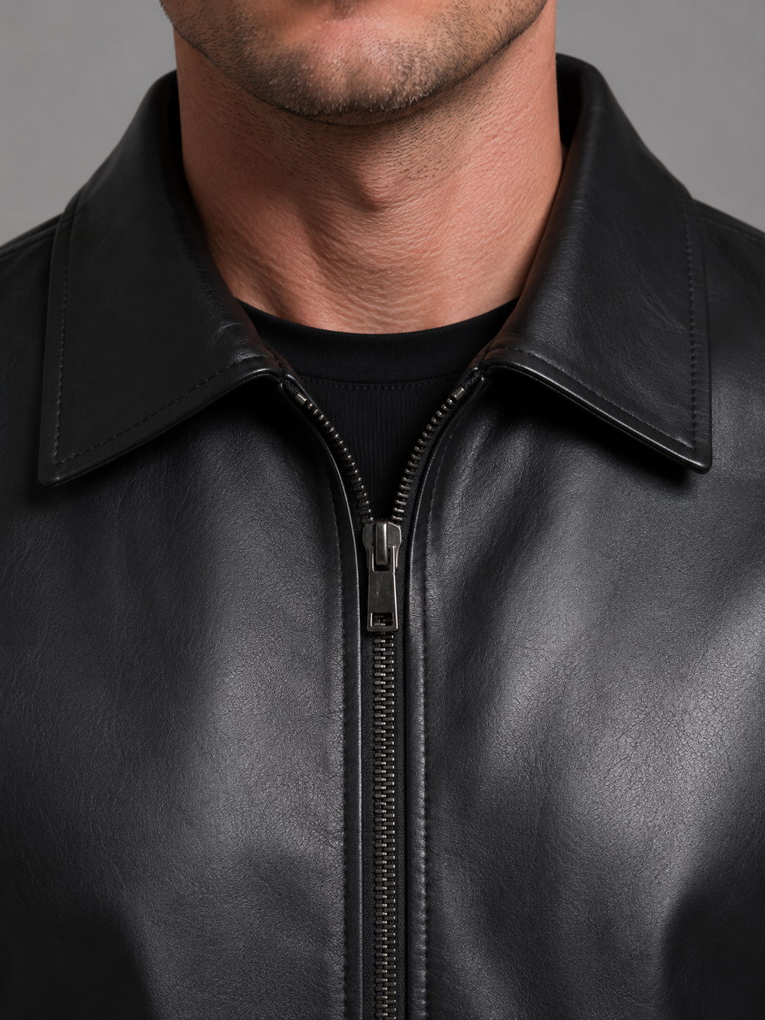 Men's Classic Faux Leather Jacket Regular Fit Zip Pockets Casual Everyday
