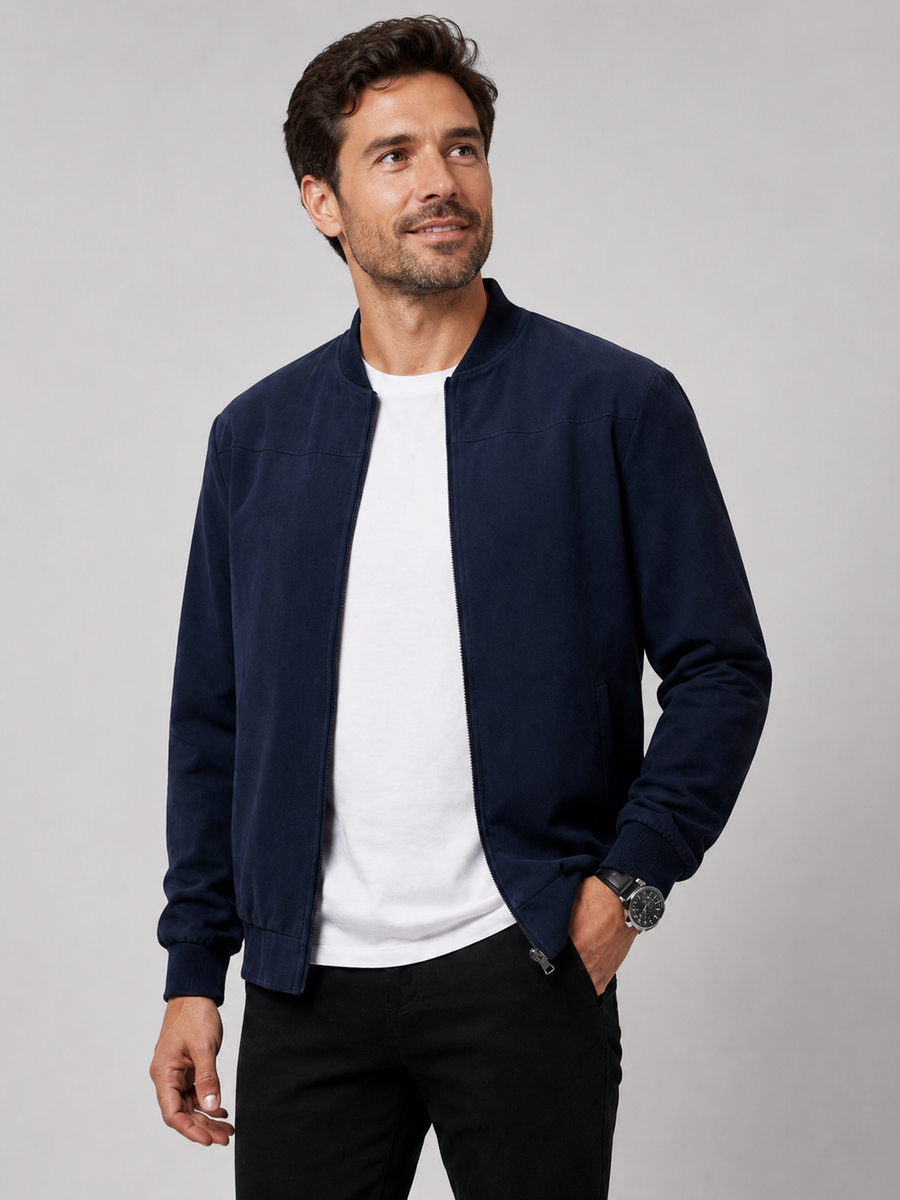 Men's Casual Bomber Jacket Zip Front Lightweight Relaxed Fit