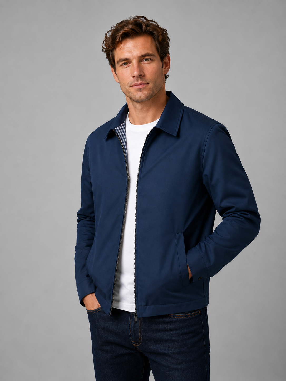 Men's Casual Zip Jacket Relaxed Fit Long Sleeve Smart-Casual Versatile