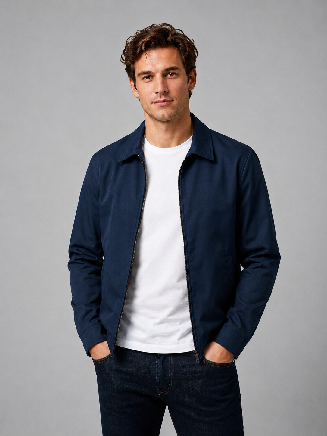 Men's Casual Zip Jacket Relaxed Fit Long Sleeve Smart-Casual Versatile