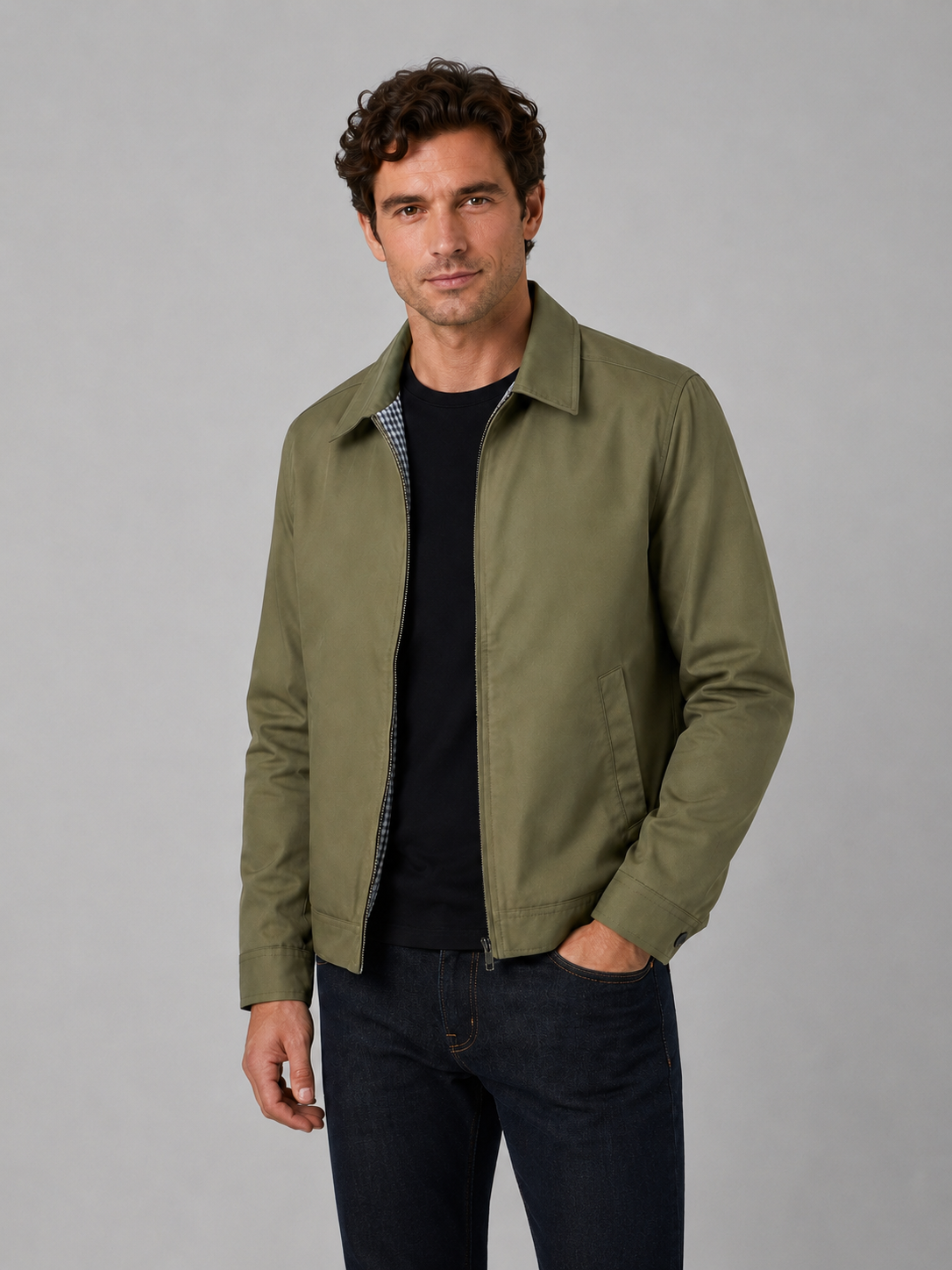 Men's Casual Zip Jacket Relaxed Fit Long Sleeve Smart-Casual Versatile