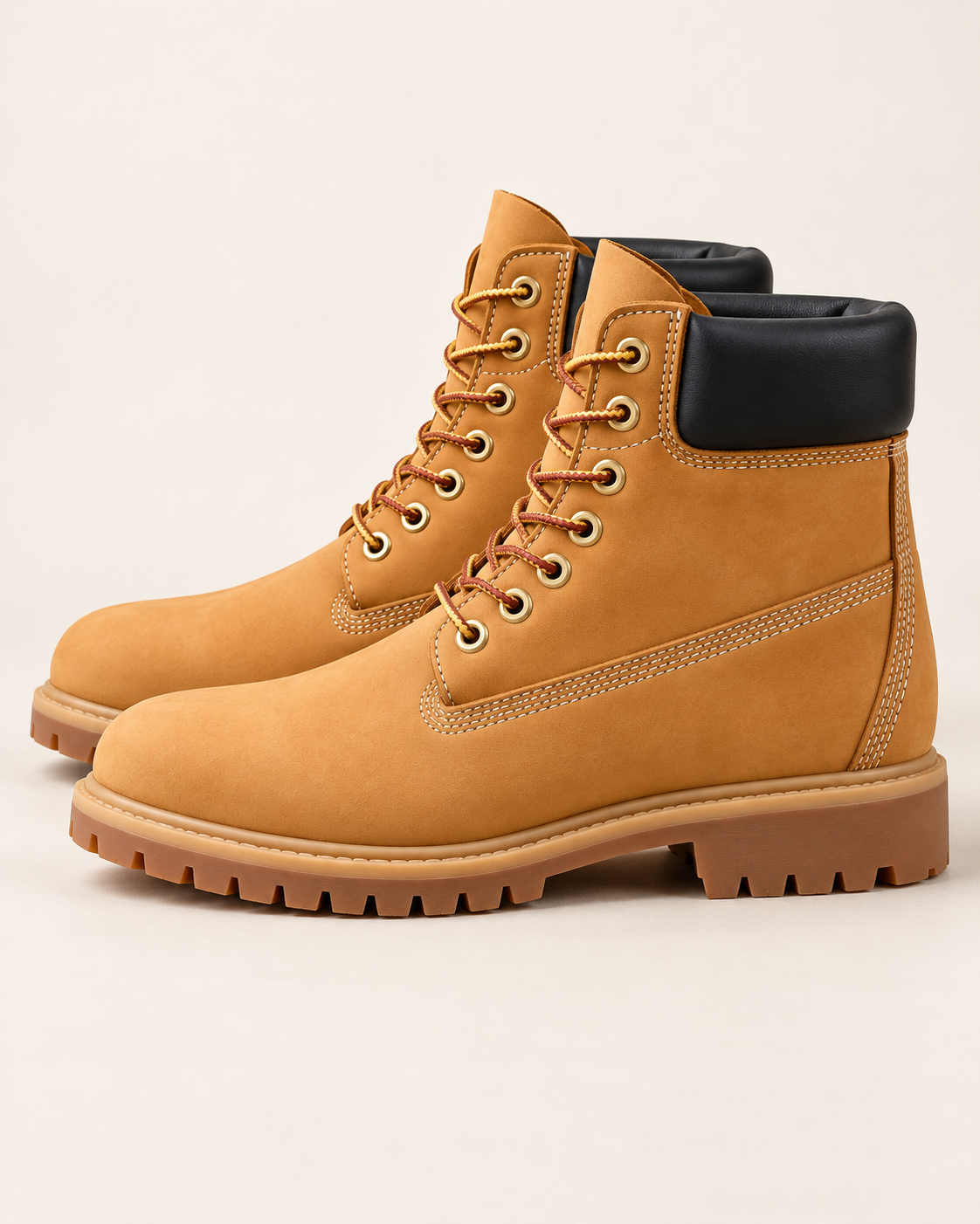 Men's Nubuck Leather Look Lace Up Boots with Padded Collar