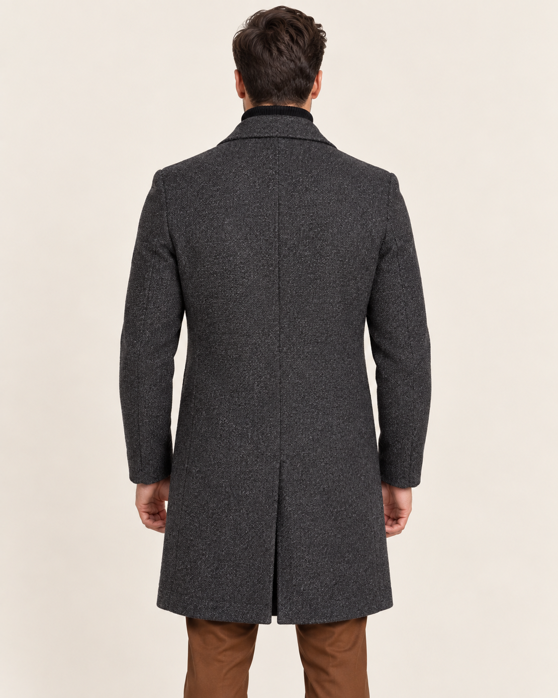 Men's Single-Breasted Wool Blend Overcoat