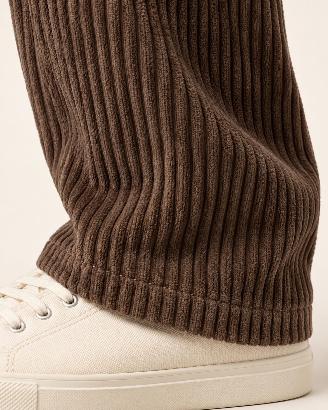 Men's Relaxed Jumbo Cord Trousers in Brown, view 3