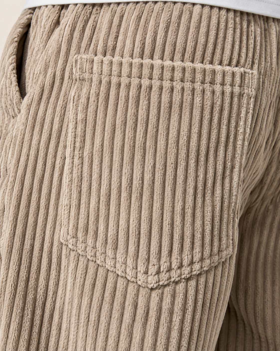 Men's Relaxed Jumbo Cord Trousers in Stone, view 3