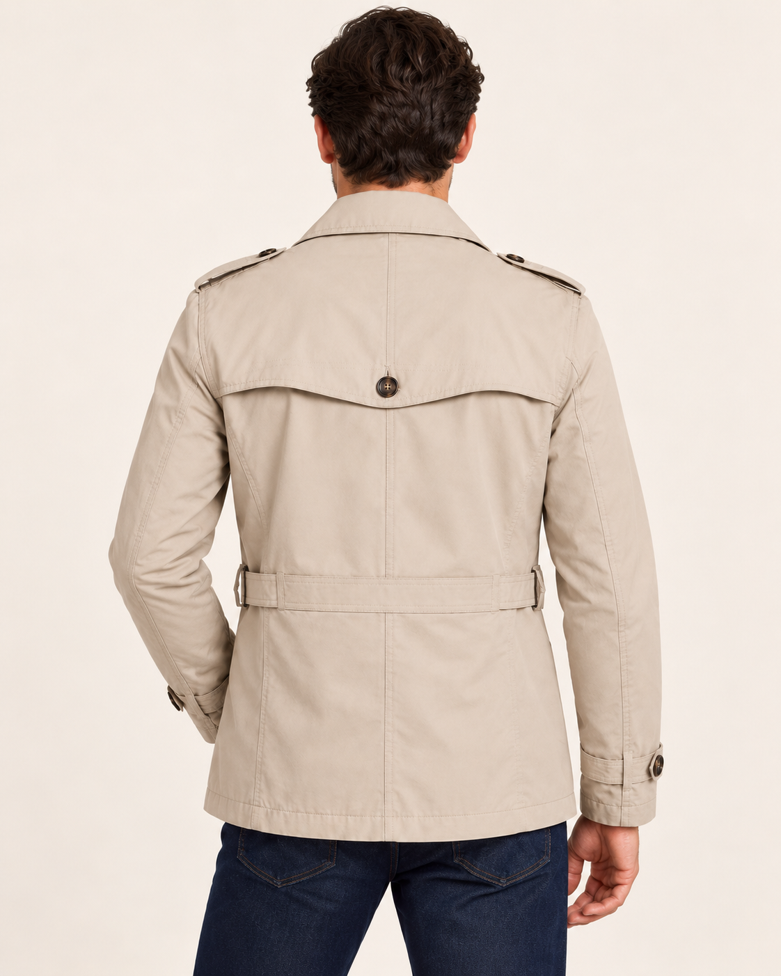 Men's Short Double Breasted Trench Coat