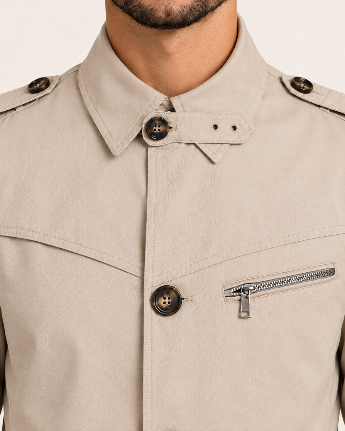 Men's Short Double Breasted Trench Coat